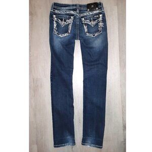 Miss Me Skinny Jeans Girls Kids Size 16 Studded Rhinestone Bling Distressed